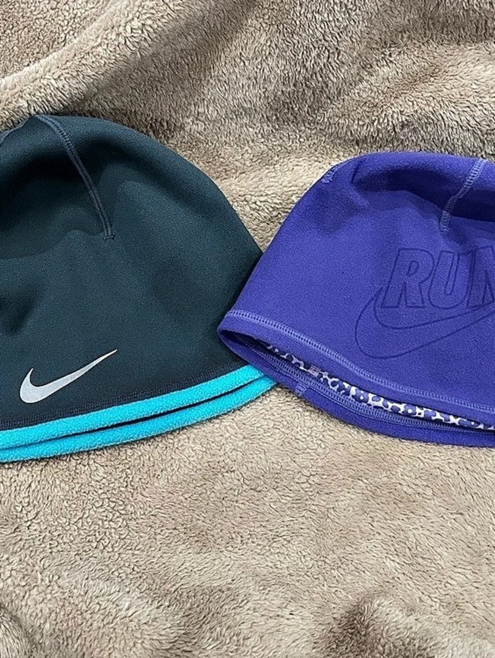 Nike Therma-FIT Reversible Run Beanie Set Purple & Blue